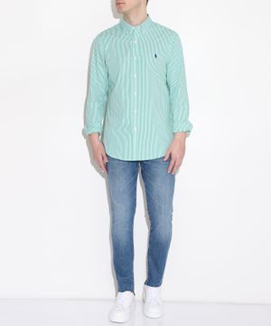 Stripe-print long-sleeved shirt