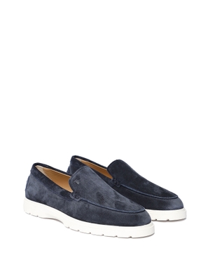 Thick-soled suede loafers