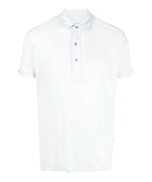 Short sleeved linen polo shirt