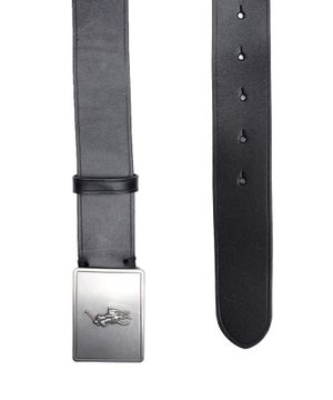 Logo detail metal buckle leather belt