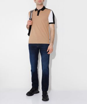 Straight fit polo with button up collar