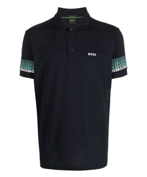 Polo with button up collar and logo detail