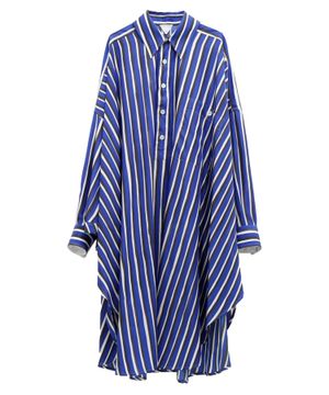 Asymmetric hem striped dress