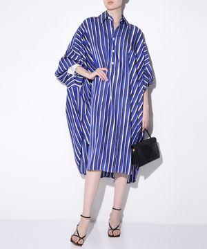 Asymmetric hem striped dress