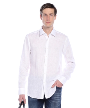 Slim-fit shirt in Italian-made linen