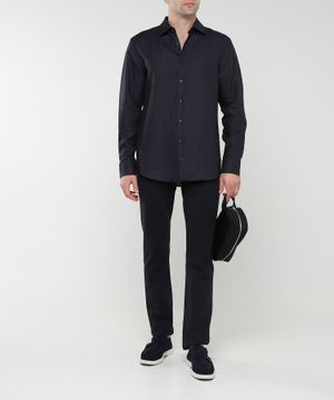 Straight-fit shirt with long sleeves