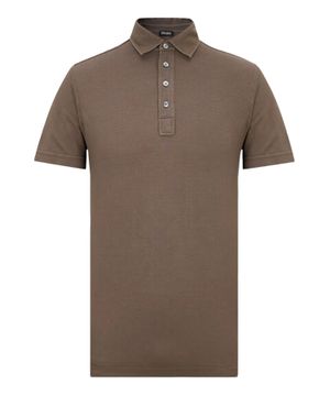 Polo with button up collar and short sleeves