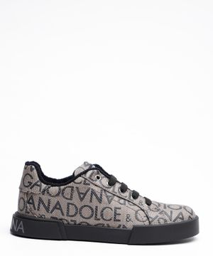 Lace-up sneakers with logo print