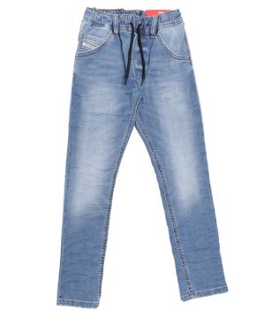 Denim trousers with logo detail