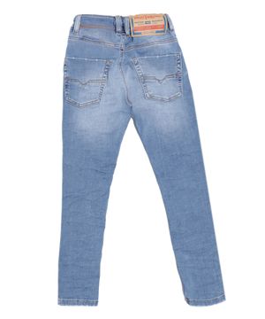 Denim trousers with logo detail