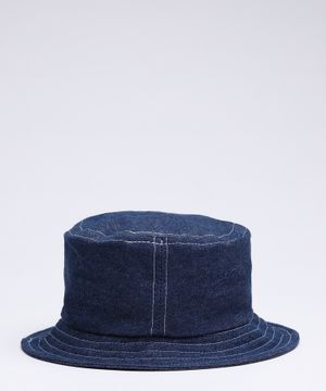 Applique embroidered denim bucket hat