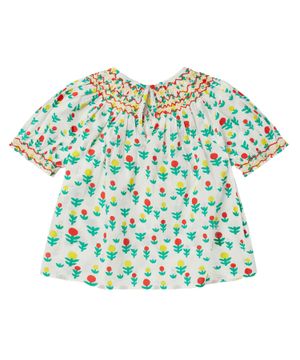 Printed top with short sleeves