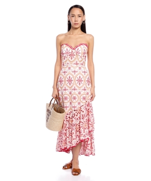 Aurora strapless ruffled cotton-blend midi dress