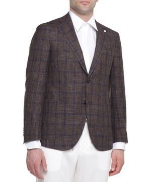 Long sleeve plaid blazer