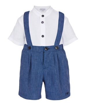 Short sleeve button fastening romper