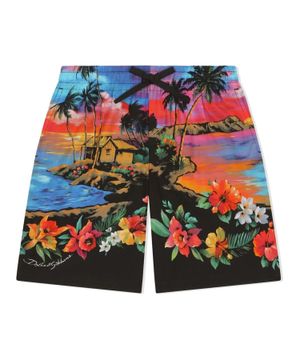 Sunset and floral printed shorts