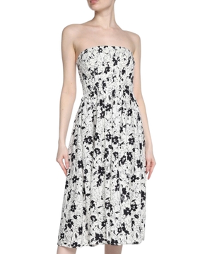 Floral printed strapless dress