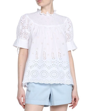Embroidery design short-sleeves top