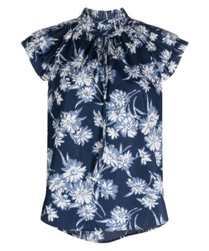 Pleated sleeves floral printed top