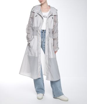 Drawstring waist flared trench