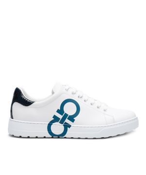 Logo printed leather sneakers