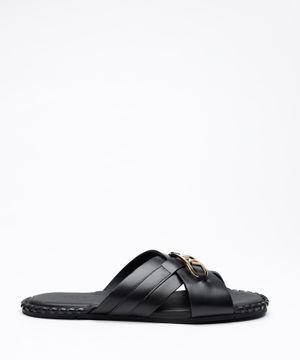 Leather sandals with logo detail