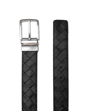 Woven design leather belt