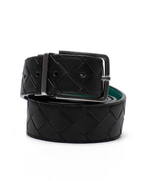 Woven design leather belt