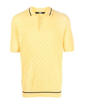 Monogram-pattern knitted polo shirt