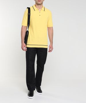 Monogram-pattern knitted polo shirt