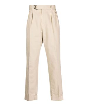 Linen blend belt detailed pants