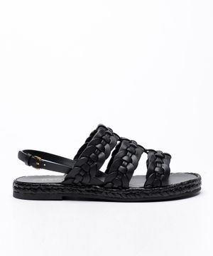 Woven design leather sandals