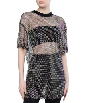 Crystal mesh oversized T-shirt