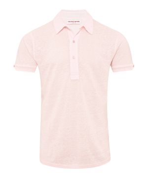 Short sleeved linen polo shirt