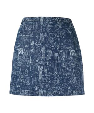 Printed mini denim skirt