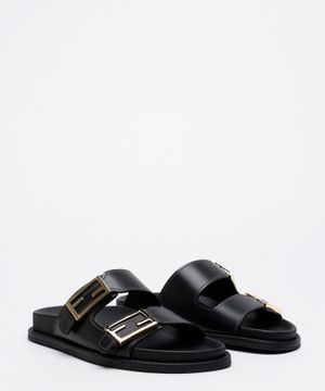 Leather sandals with logo detail