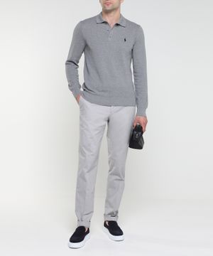 Long sleeve straight fit polo