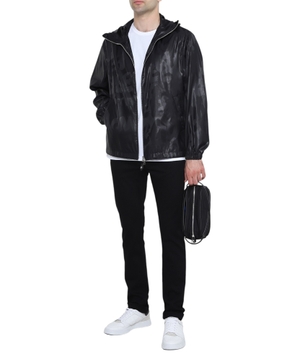 Hood detailed zip fastening jacket