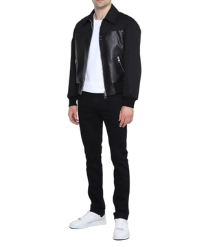 Panelled zipped bomber jacket