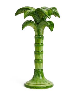 Palm tree ceramic candlestick holder