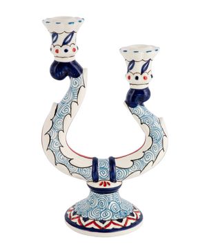 Turquerie hand-painted ceramic candlestick holder