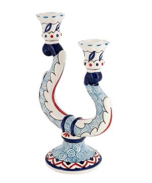 Turquerie hand-painted ceramic candlestick holder