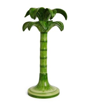 Palm tree small ceramic candlestick holder
