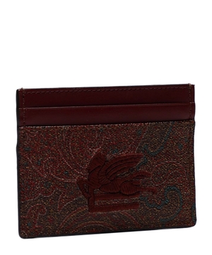 Paisley-print embroidered cardholder