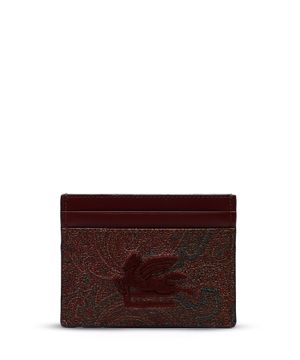 Paisley-print embroidered cardholder