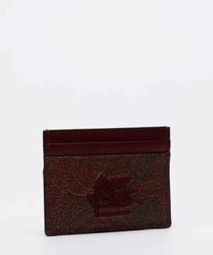 Paisley-print embroidered cardholder