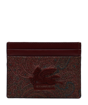 Paisley-print embroidered cardholder