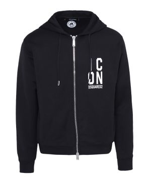 Logo print hooded cardigan