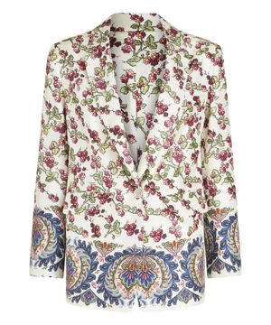 Printed silk blazer