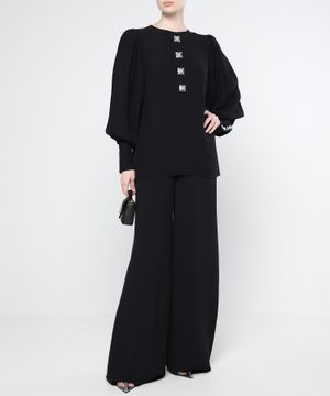 High-waist flared trousers